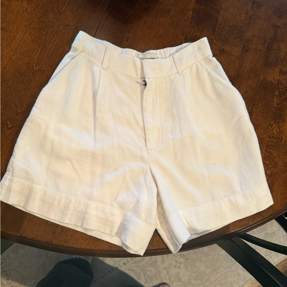 Abercrombie & Fitch White Linen Shorts